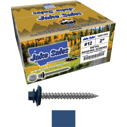 #12 x 2" RE-GRIP METAL ROOFING SCREWS - Hex Washer Head - Self starting/self tapping - EPDM washer. Colored head.