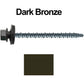 #10 x 3" Mini Driller Sheet Metal Roofing Screw - Hex Washer Head -  Self starting metal to wood siding screws. EPDM washer. Colored head.