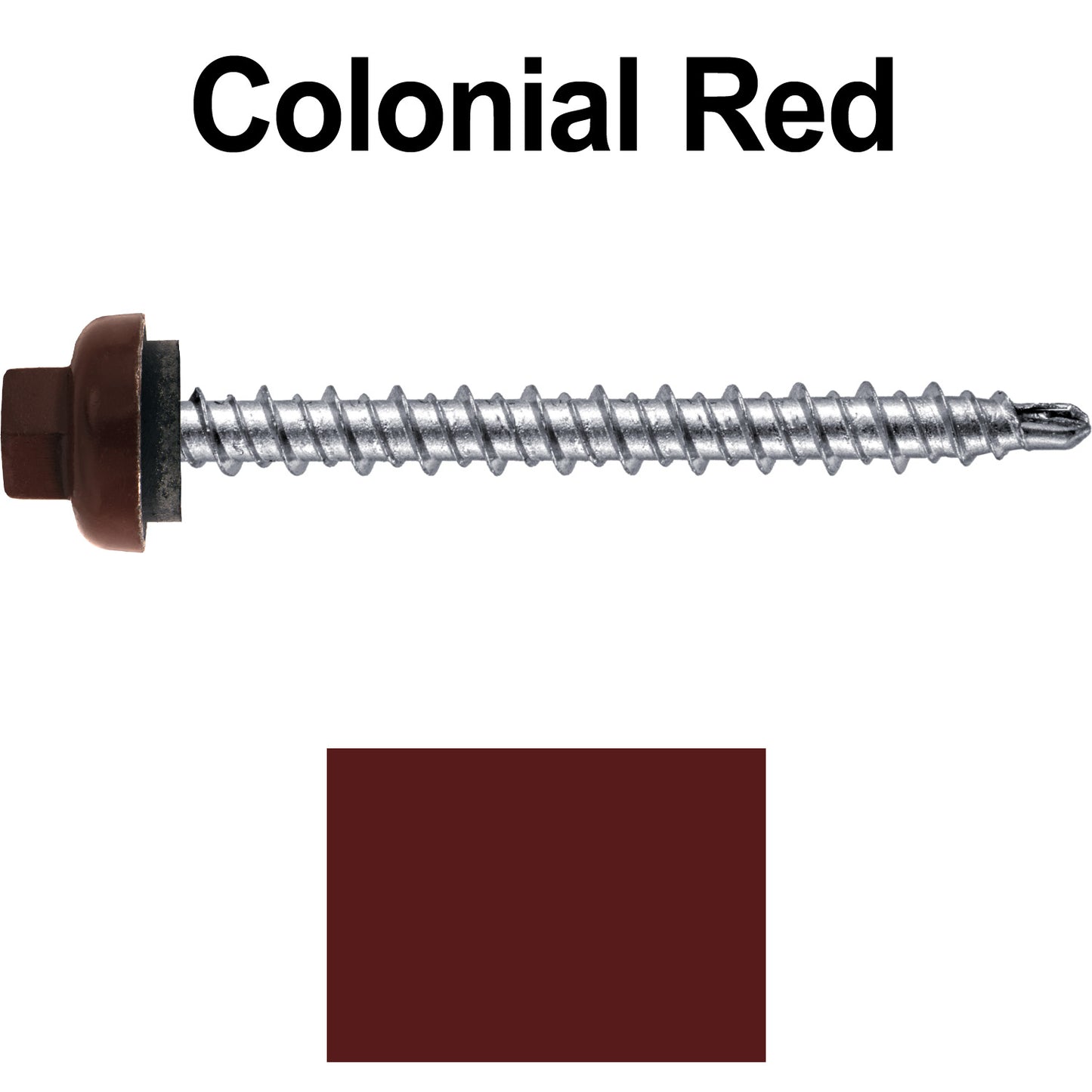 10 X 2” Zinc Aluminum Cap MINI-DRILLER Roofing Screws HI-LO THREAD Zinc Plated Carbon Steel Shank - EPDM Washer - Colored head