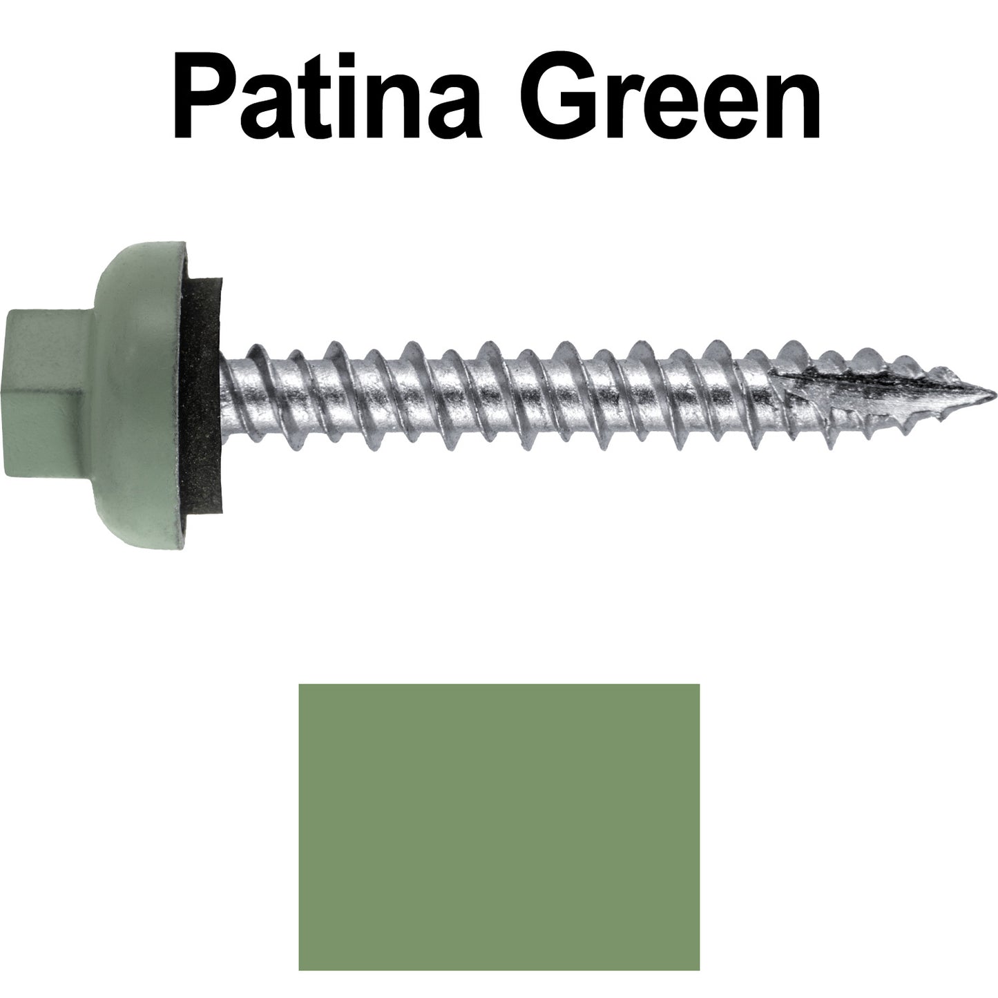 10 X 1-1/2" HI-LO Zinc Aluminum Cap Metal Roofing Screws - Hex Washer Head - Self starting/self tapping - EPDM washer. Colored head.