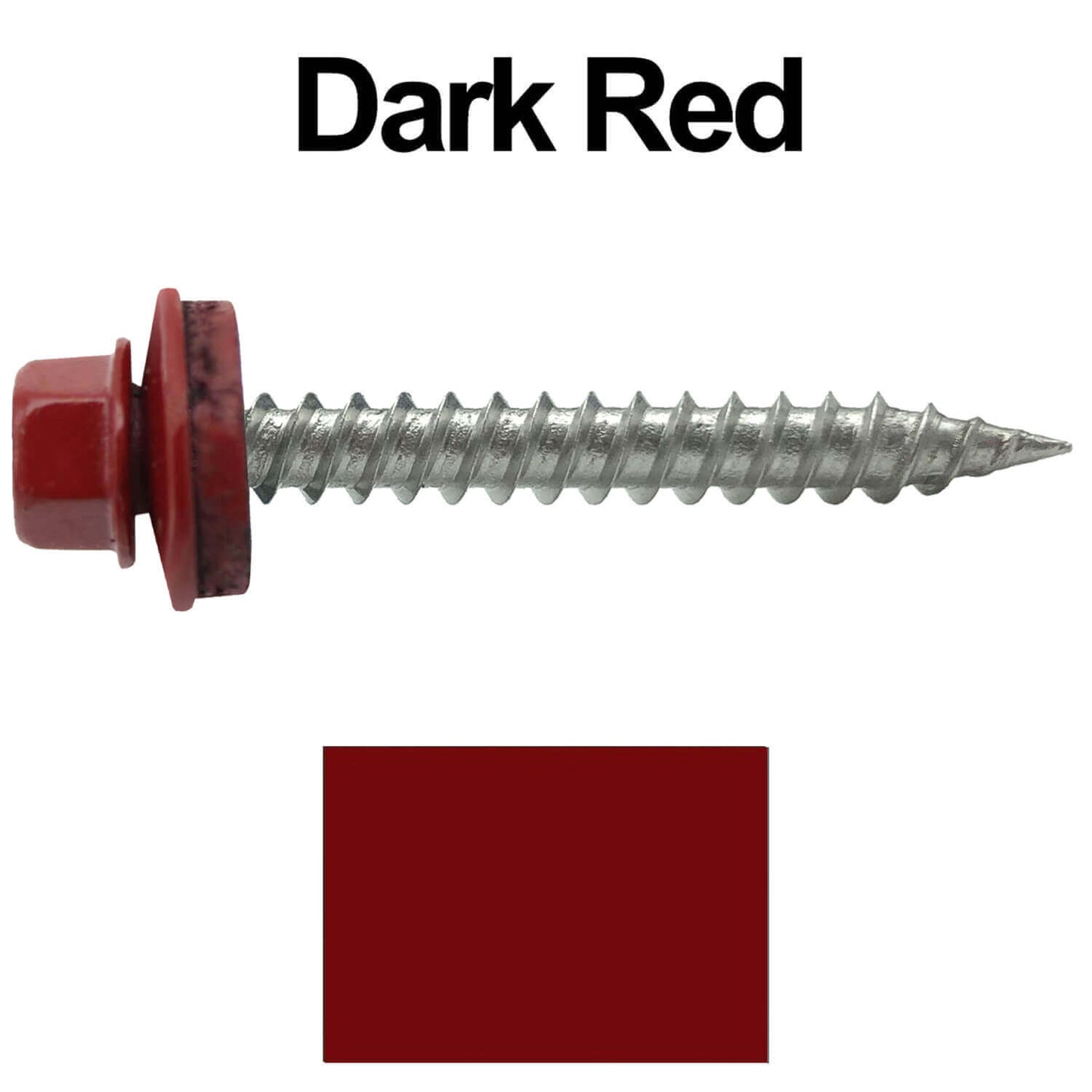 #9 x 1-1/2" Stainless Steel Metal Roofing Screws - Hex Washer Head - Self-Piercing (SP) tip metal to wood siding screws. EPDM washer. Colored head.