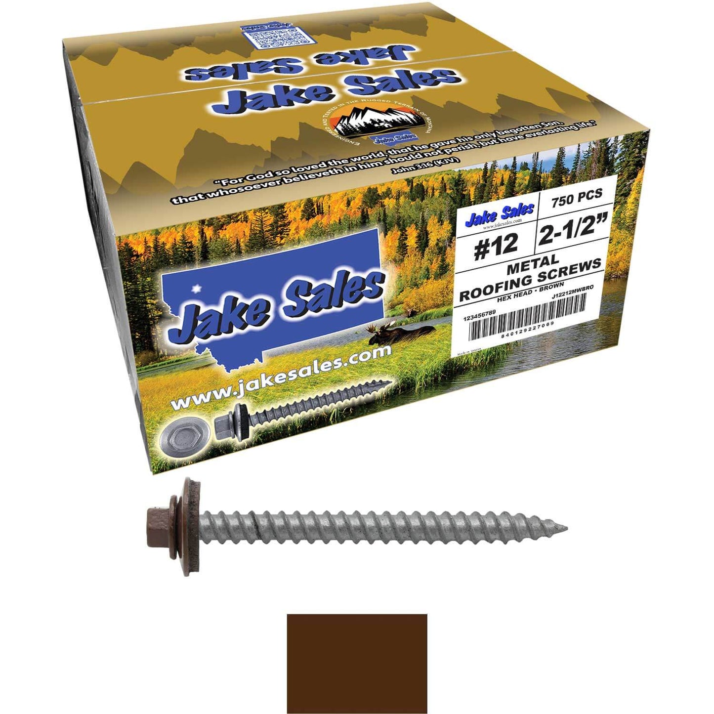 #12 x 2-1/2" RE-GRIP METAL ROOFING SCREWS - Hex Washer Head - Self starting/self tapping - EPDM washer. Colored head.