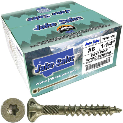 #8 x 3/4" - 2" Bronze Exterior Coated Wood Screw Torx/Star Drive Head - Multipurpose Exterior Coated Torx/Star Drive Wood Screws