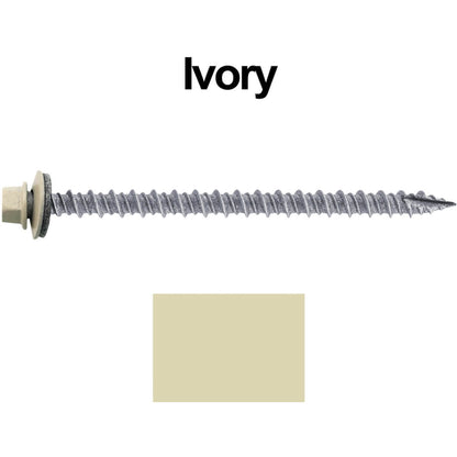 #10 x 3" Metal ROOFING SCREWS - Hex Washer Head - Self starting/self tapping - EPDM washer. Colored head.