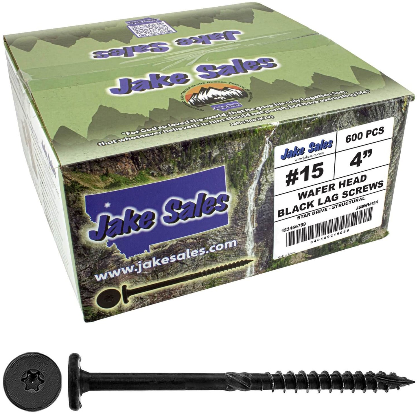 #15 Black Wafer Head Structural Lag Screws. Used for Log Construction, Timber Framing, Laminated Beams and Pole Barns Among Other Uses. T-30 Torx/Star Drive