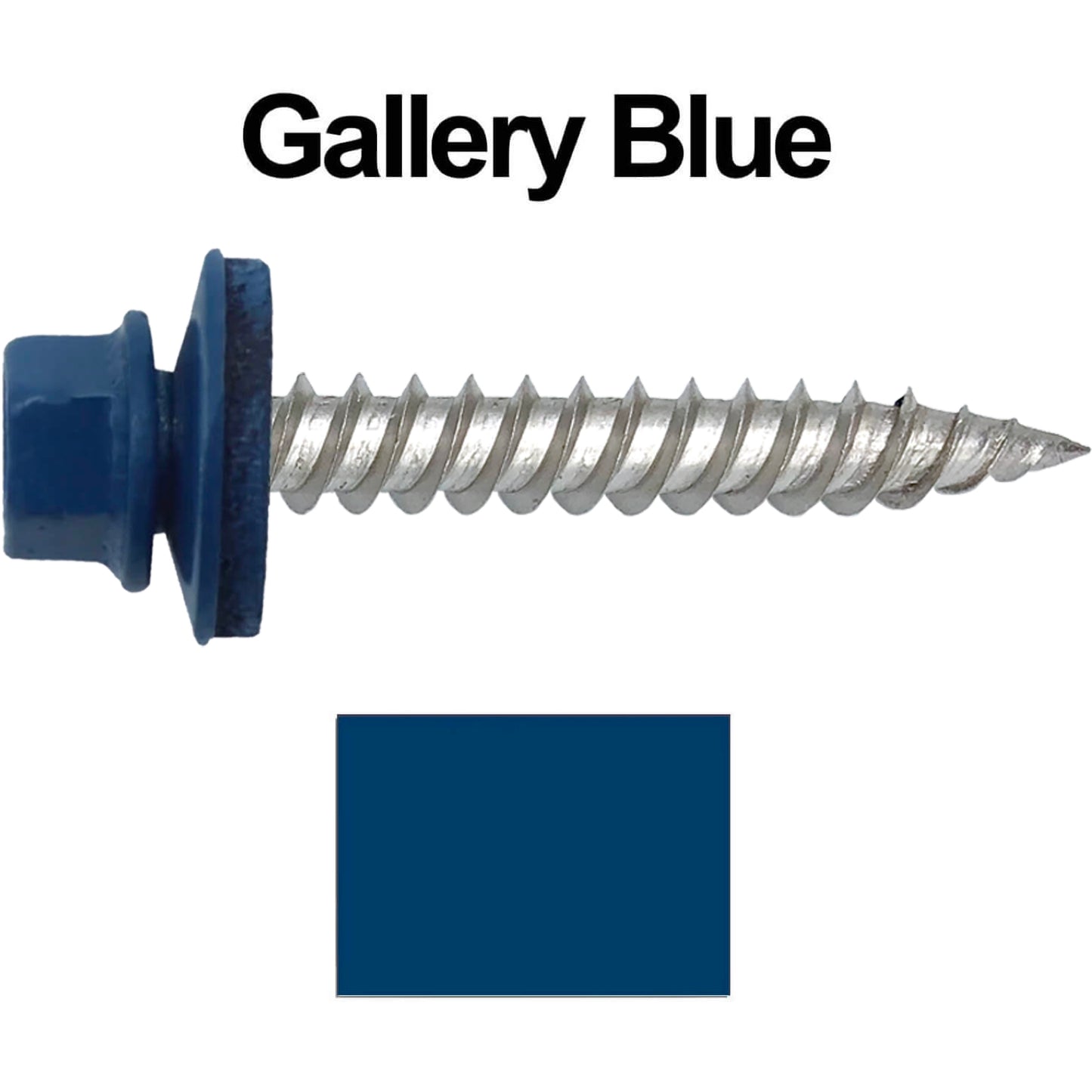 12 x 1-1/2" Stainless Steel Metal Roofing Screw: Hex ReGrip Sheet Metal Roof Screw. Sharp Point metal to wood siding screws. 5/8" EPDM washer. Product comes in 250 Count Bags  - Some Colors Special Order Only