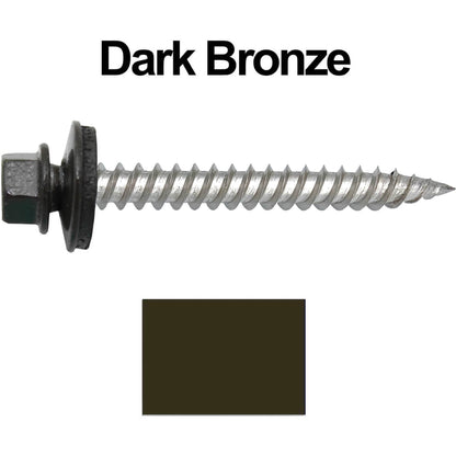 12 x 2"  Stainless Steel Metal Roofing Screw - Hex ReGrip Washer Head - Self starting/self tapping - EPDM washer. Colored head.