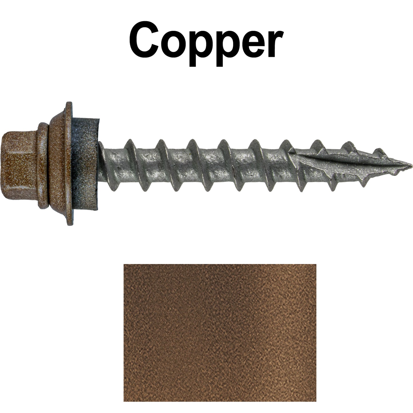 12 X 1-1/2" Metal Roofing Screws For OSB and Plywood - Galvanized Metal to Wood Type 17 Tip - 1/4" Hex Head - Assembled EPDM Washer