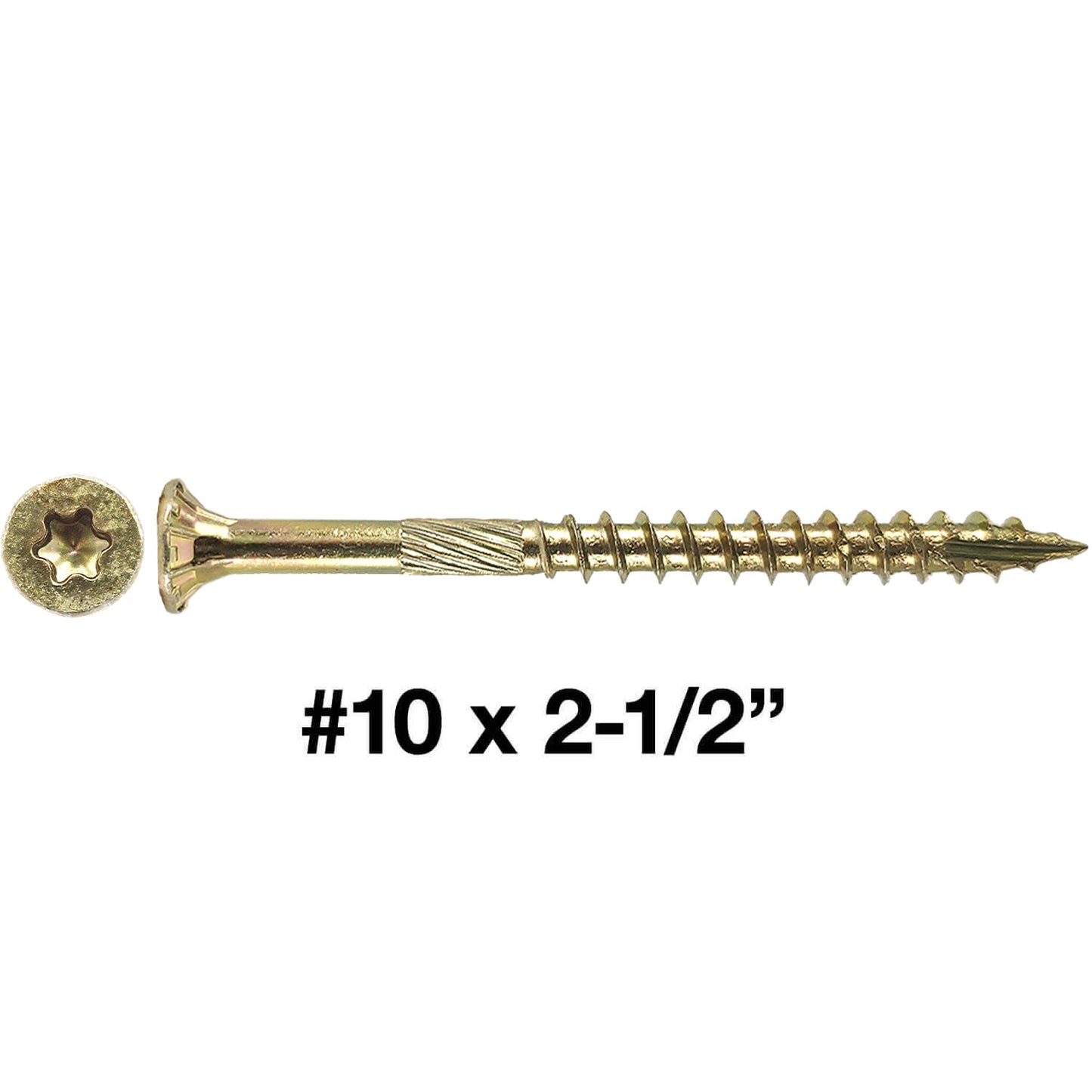 #10 Yellow Zinc Coated General Purpose Wood Screws. Torx/Star Drive Head - Multipurpose Torx/Star Drive Wood Screws