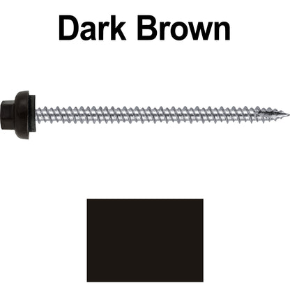 10 X 3“ HI-LO Zinc Aluminum Cap Metal Roofing Screws - Hex Washer Head - Self starting/self tapping - EPDM washer. Colored head.