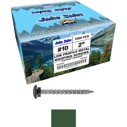 10 x 2" LOW PROFILE Star Head Roofing Screws - HI-LO Thread - Metal To Wood - T25 Torx Drive Head - EPDM washer.
