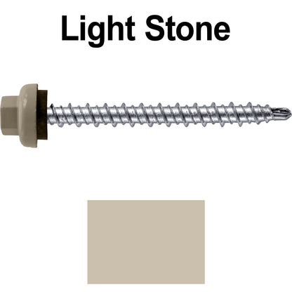 10 X 2” Zinc Aluminum Cap MINI-DRILLER Roofing Screws HI-LO THREAD Zinc Plated Carbon Steel Shank - EPDM Washer - Colored head
