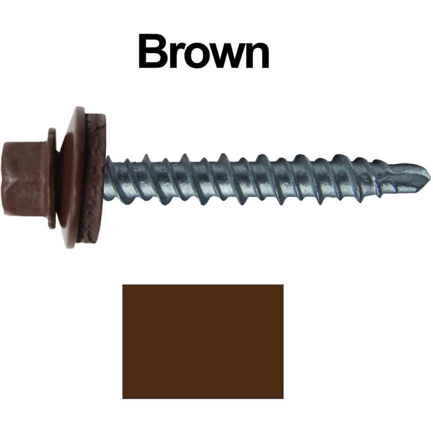 #10 x 1-1/2" Mini Driller Sheet Metal Roofing Screw - Hex Washer Head -  Self starting metal to wood siding screws. EPDM washer. Colored head.