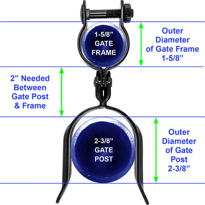 Black Heavy Duty Residential Chain Link Fork Latch - Powder Coated to Resist Rust and Corrosion.