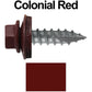 #14 x 1"  Metal ROOFING SCREWS - Hex Washer Head - Self starting/self tapping - EPDM washer. Colored head.