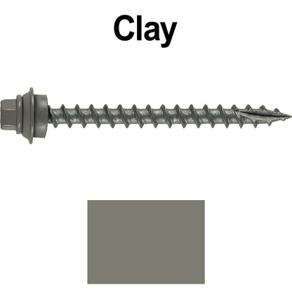 12 X 2-1/2" Metal Roofing Screws For OSB and Plywood - Galvanized Metal to Wood Type 17 Tip - 1/4" Hex Head - Assembled EPDM Washer