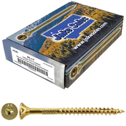 #8 Gold Star/Torx Drive Zinc Coated T-20 Flat Head Wood Screws