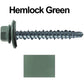 #10 x 1-1/2" Mini Driller Sheet Metal Roofing Screw - Hex Washer Head -  Self starting metal to wood siding screws. EPDM washer. Colored head.