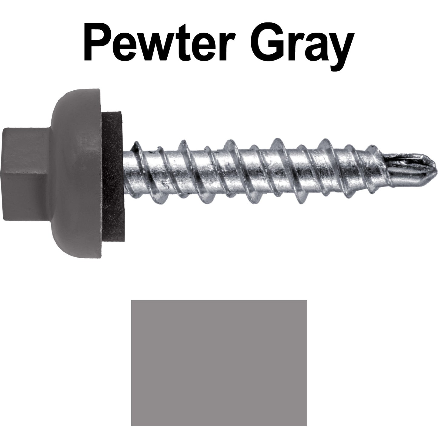 10 X 1" Zinc Aluminum Cap MINI-DRILLER Roofing Screws HI-LO THREAD Zinc Plated Carbon Steel Shank - EPDM Washer - Colored head
