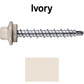 #10 x 1-1/2" Stainless Steel Mini Driller Sheet Metal Roofing Screw - Hex Washer Cap - Self starting metal to wood siding screws - EPDM washer. Colored head.