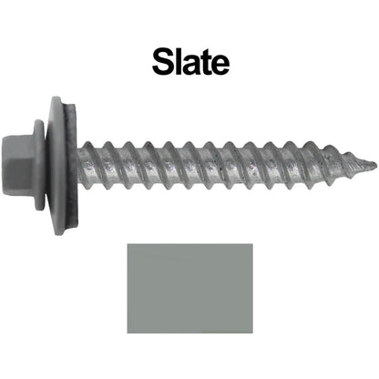 #12 x 1-1/2"  RE-GRIP METAL ROOFING SCREWS - Hex Washer Head - Self starting/self tapping - EPDM washer. Colored head.