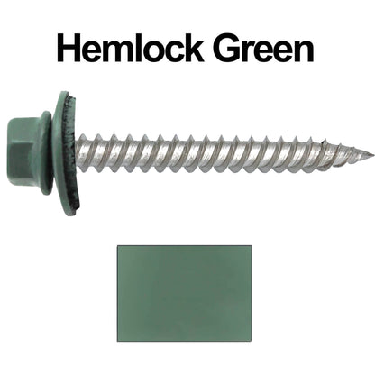12 x 2"  Stainless Steel Metal Roofing Screw - Hex ReGrip Washer Head - Self starting/self tapping - EPDM washer. Colored head.