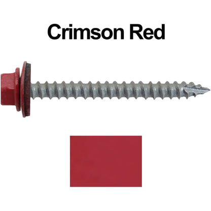 #14  x 2-1/2" Metal ROOFING SCREWS - Hex Washer Head - Self starting/self tapping - EPDM washer. Colored head.