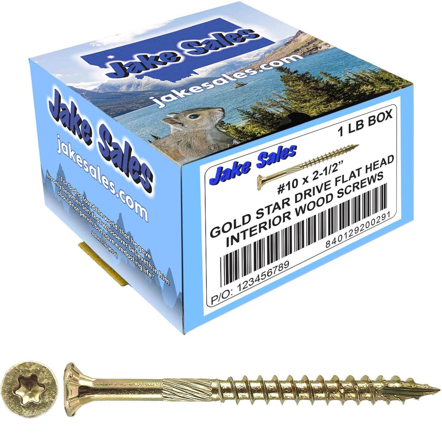 #10 Gold Star/Torx Drive Zinc Coated T-25 Flat Head Wood Screws