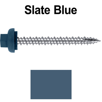 10 X 2“ HI-LO Zinc Aluminum Cap Metal Roofing Screws - Hex Washer Head - Self starting/self tapping - EPDM washer. Colored head.