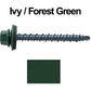 10 x 2" - Mini Driller Sheet Metal Roofing Screw - Hex Washer Head -  Self starting metal to wood siding screws. EPDM washer. Colored head.