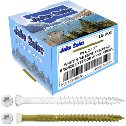 #9 Bronze Star WHITE TRIM HEAD Wood Screw Torx/Star Drive Head- Multipurpose Exterior Coated Torx/Star Drive Wood Screws