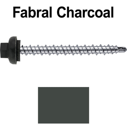10 X 2” Zinc Aluminum Cap MINI-DRILLER Roofing Screws HI-LO THREAD Zinc Plated Carbon Steel Shank - EPDM Washer - Colored head