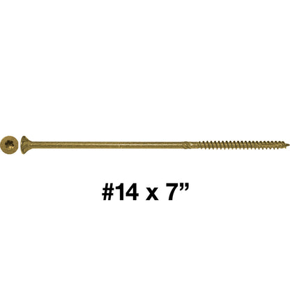 #14 x 5" - 8" Bronze Exterior Coated Wood Screws - Extra Long Bronze Wood Screw with Torx/Star Drive Head - Multipurpose Torx/Star Drive Wood Screws