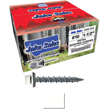 #10 x 1-1/2" Metal ROOFING SCREWS - Hex Washer Head - Self starting/self tapping - EPDM washer. Colored head.