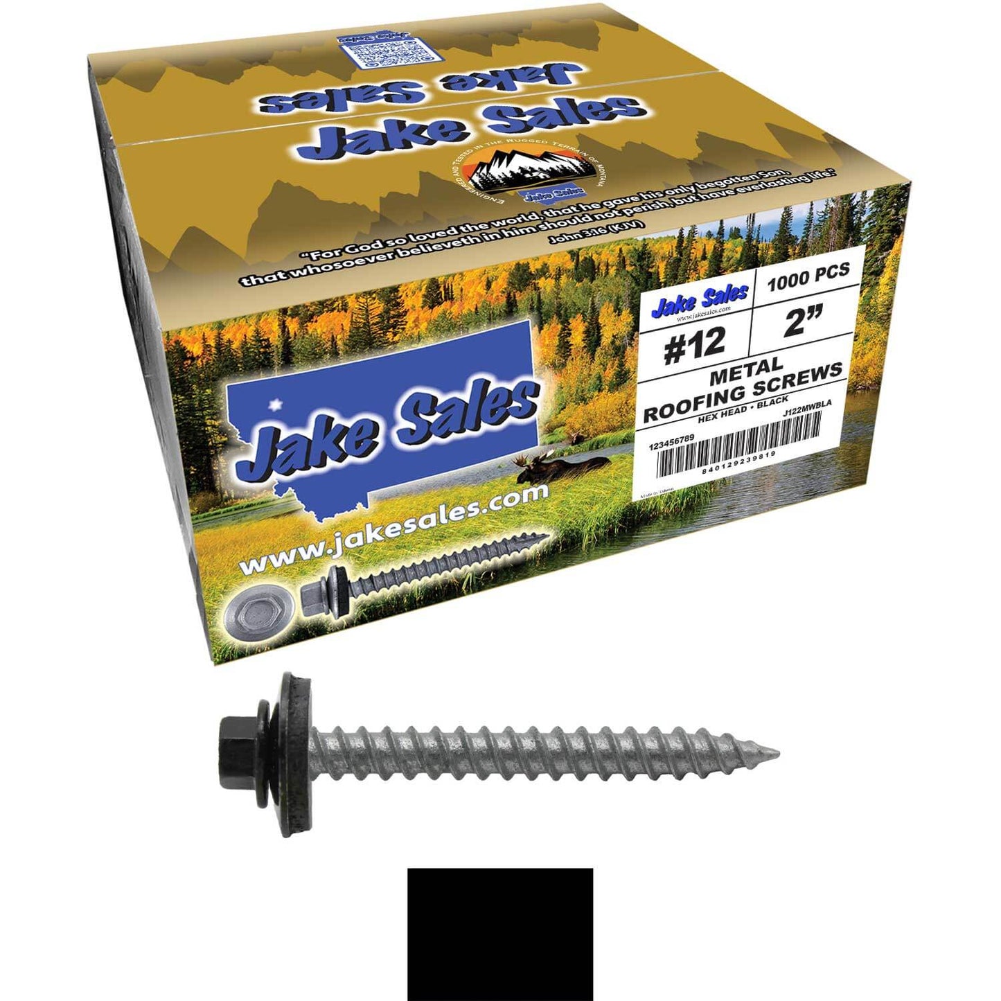 #12 x 2" RE-GRIP METAL ROOFING SCREWS - Hex Washer Head - Self starting/self tapping - EPDM washer. Colored head.