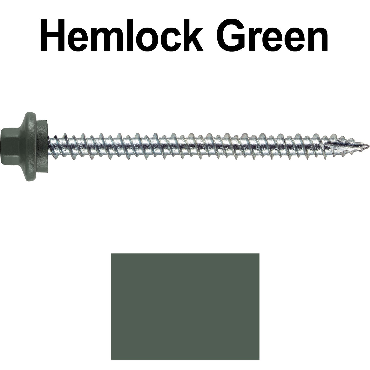 10 x 2-1/2” - STAINLESS HEX / ZINC Sheet Metal Roof Screw. Self starting metal to wood siding screws. EPDM washer. Colored head.