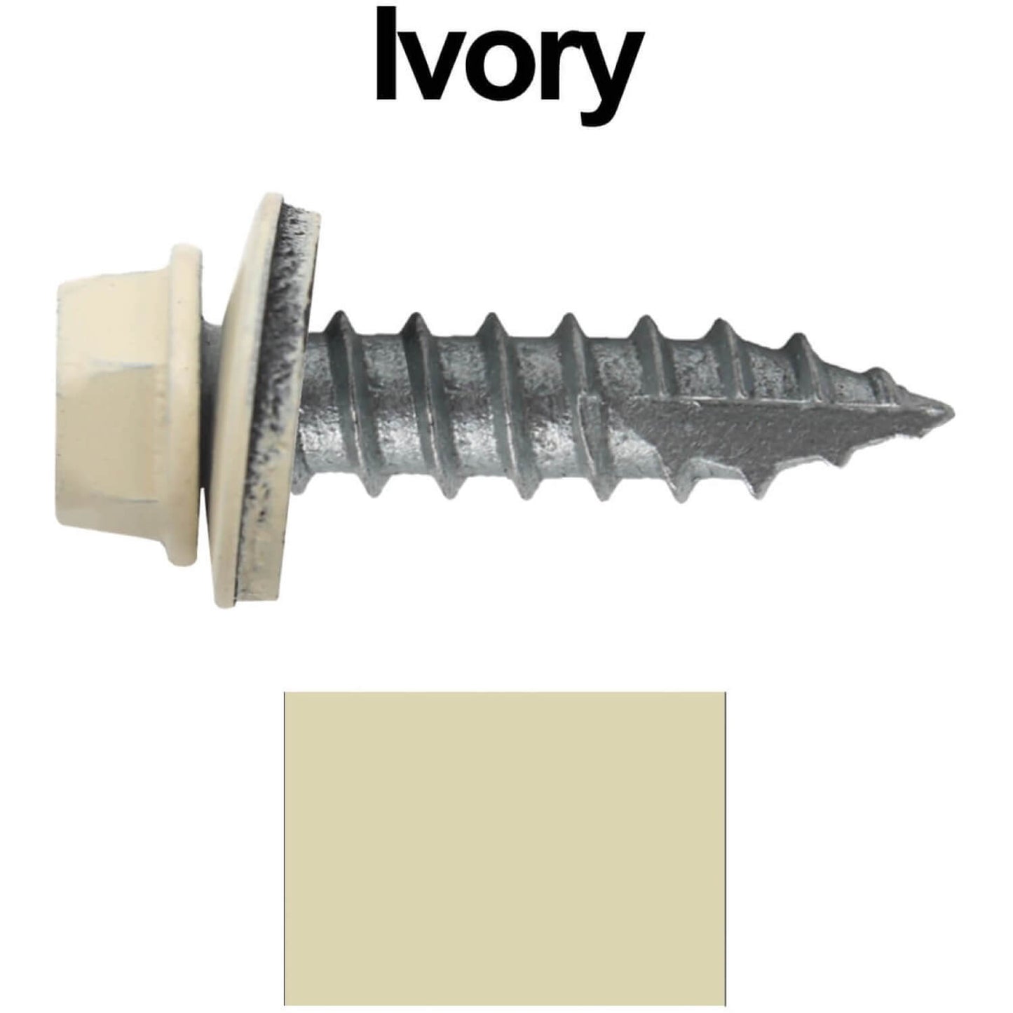 #14 x 1"  Metal ROOFING SCREWS - Hex Washer Head - Self starting/self tapping - EPDM washer. Colored head.