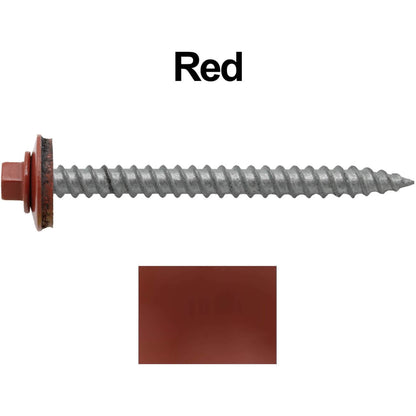 #12 x 2-1/2" RE-GRIP METAL ROOFING SCREWS - Hex Washer Head - Self starting/self tapping - EPDM washer. Colored head.