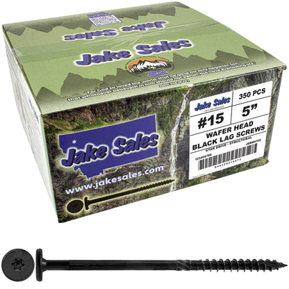 #15 Black Wafer Head Structural Lag Screws. Used for Log Construction, Timber Framing, Laminated Beams and Pole Barns Among Other Uses. T-30 Torx/Star Drive