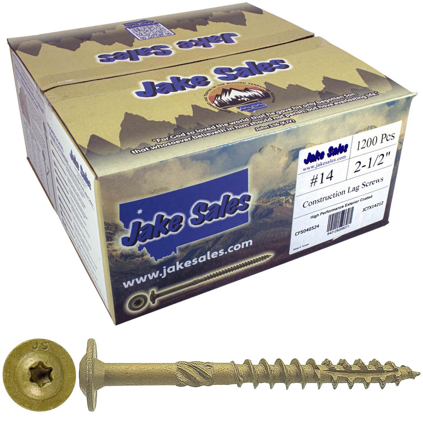#14 Construction Lag Screws - Exterior Coated Torx/Star Drive Heavy Duty Structural Lag With Modified Truss Washer Head