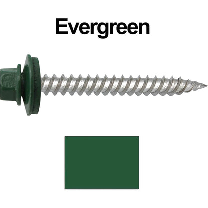 12 x 2"  Stainless Steel Metal Roofing Screw - Hex ReGrip Washer Head - Self starting/self tapping - EPDM washer. Colored head.