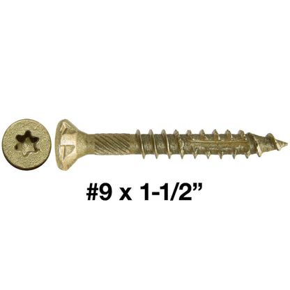 #9 x 1-1/2" Bronze Coated Multipurpose Wood Screw Torx/Star Drive Flat Head Exterior Coated - ACQ Compatible Wood Screws (OVERSTOCK)