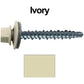 #10 x 1-1/2" Mini Driller Sheet Metal Roofing Screw - Hex Washer Head -  Self starting metal to wood siding screws. EPDM washer. Colored head.