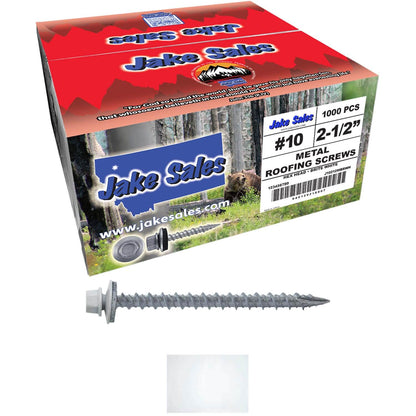 #10 x 2-1/2" Metal ROOFING SCREWS - Hex Washer Head - Self starting/self tapping - EPDM washer. Colored head.