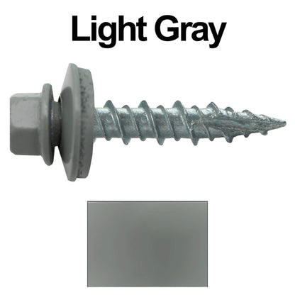 #10 x 1" Metal ROOFING SCREWS - Hex Washer Head - Self starting/self tapping - EPDM washer. Colored head.
