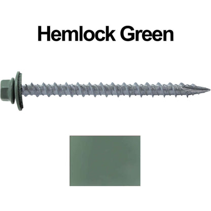 #10 x 2-1/2" Metal ROOFING SCREWS - Hex Washer Head - Self starting/self tapping - EPDM washer. Colored head.
