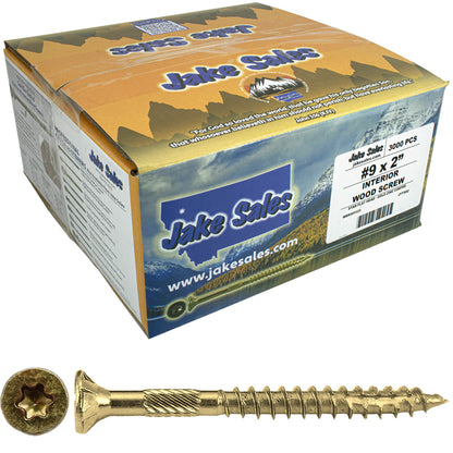 #9 Gold Star/Torx Drive Zinc Coated T-25 Flat Head Wood Screws