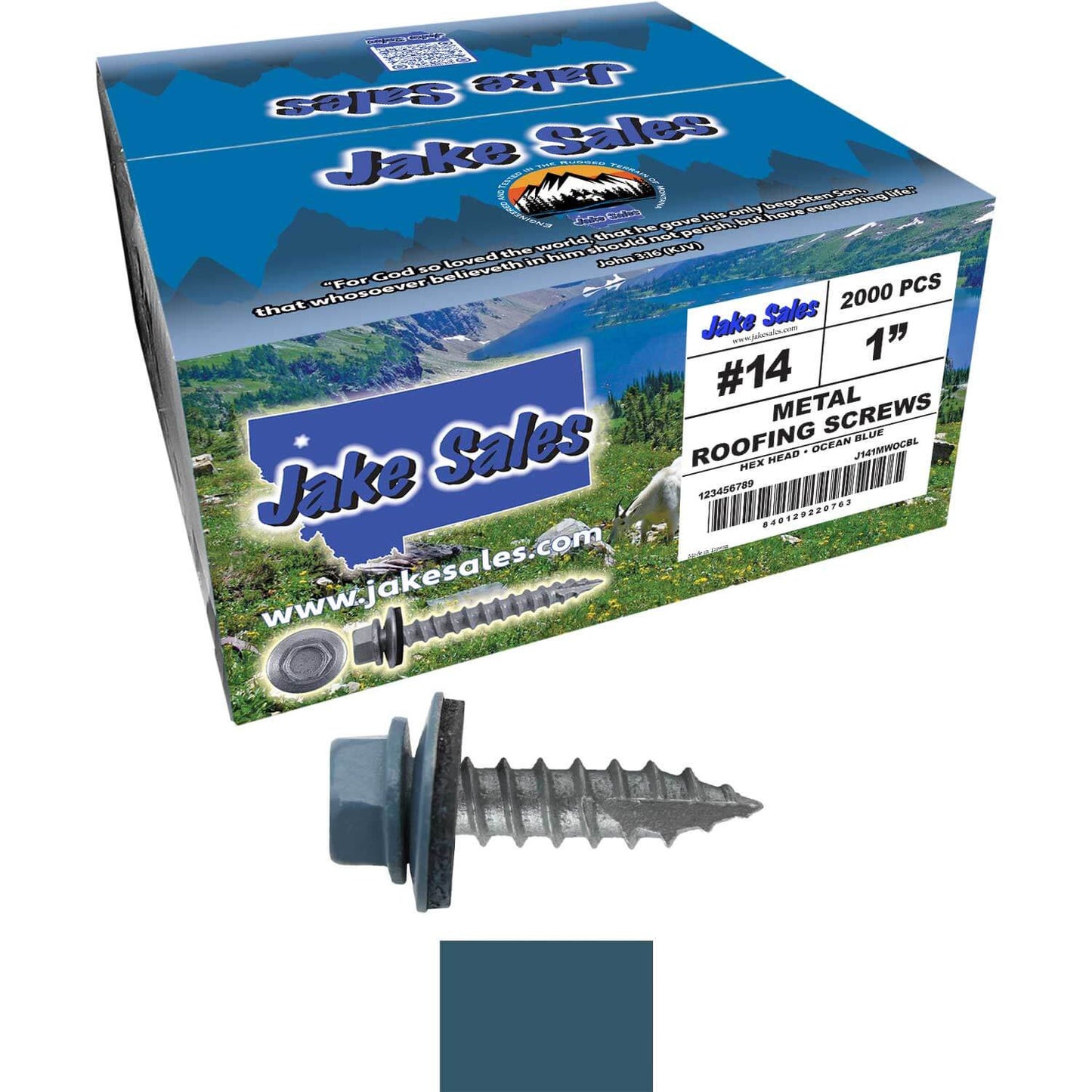 #14 x 1"  Metal ROOFING SCREWS - Hex Washer Head - Self starting/self tapping - EPDM washer. Colored head.