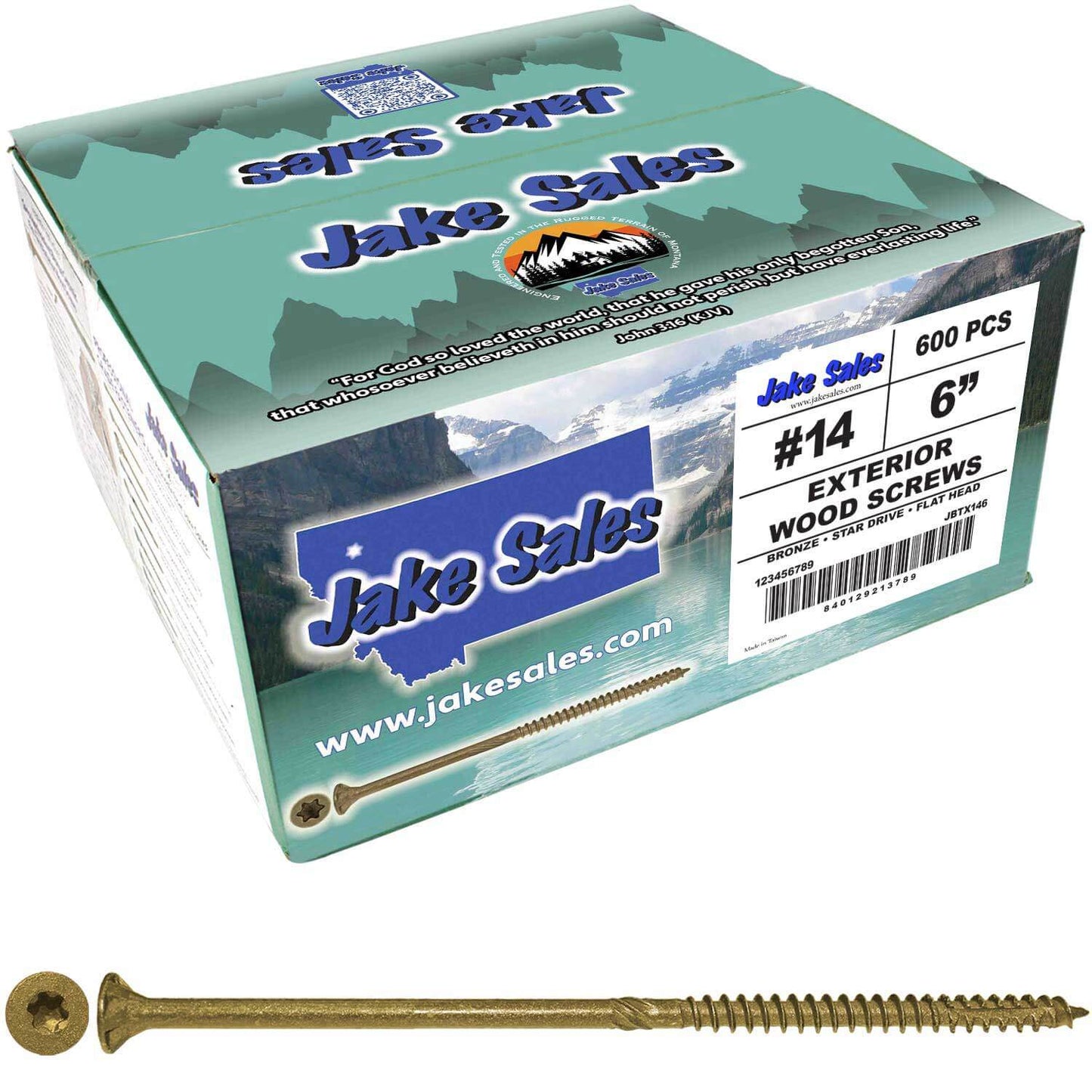 #14 x 5" - 8" Bronze Exterior Coated Wood Screws - Extra Long Bronze Wood Screw with Torx/Star Drive Head - Multipurpose Torx/Star Drive Wood Screws