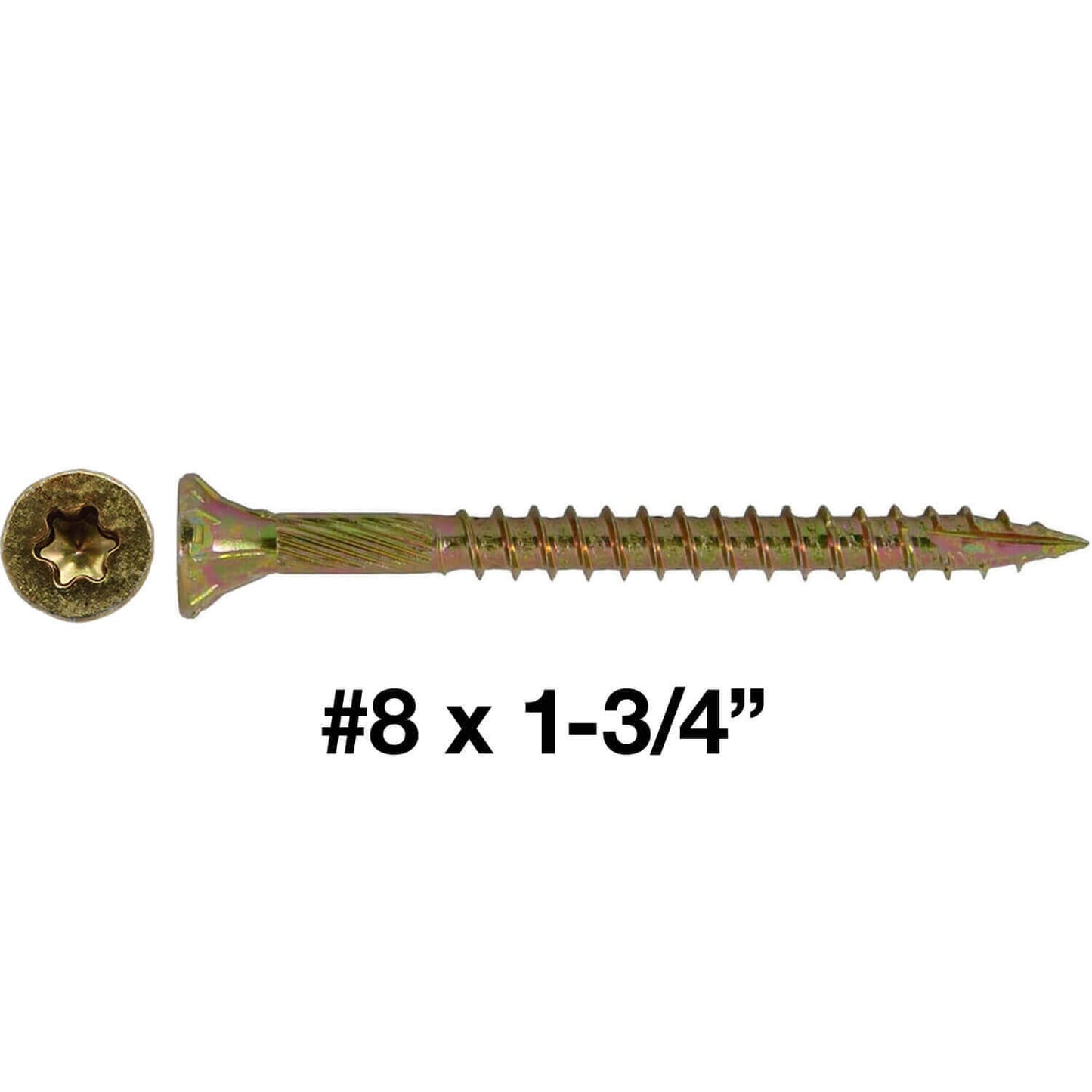 #8 Yellow Zinc Coated General Purpose Wood Screws. Torx/Star Drive Head - Multipurpose Torx/Star Drive Wood Screws